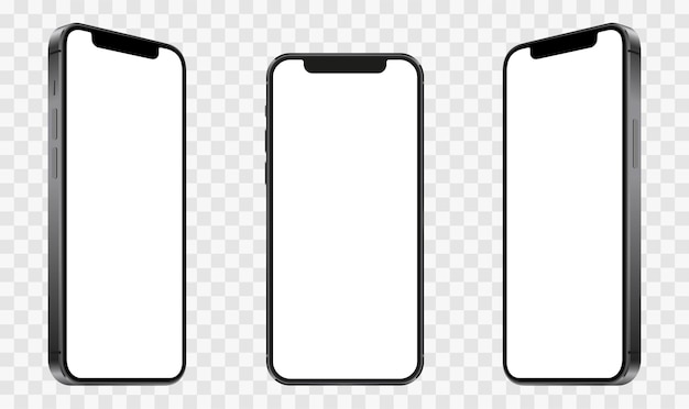 Modelos realistas de smartphone com telas transparentes