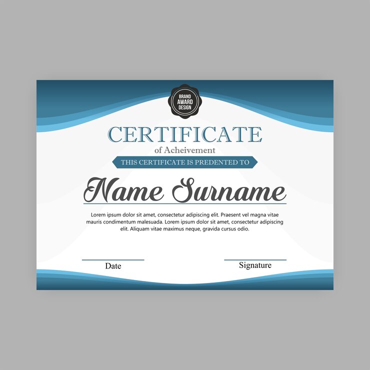 Modern Blue Certificate Design