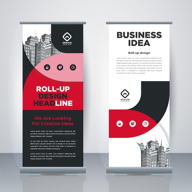Modern Business Roll Up Standee Design Modelo de Banner Apresentação e Folheto Xbanner geométrico e ilustração vetorial de banner de bandeira