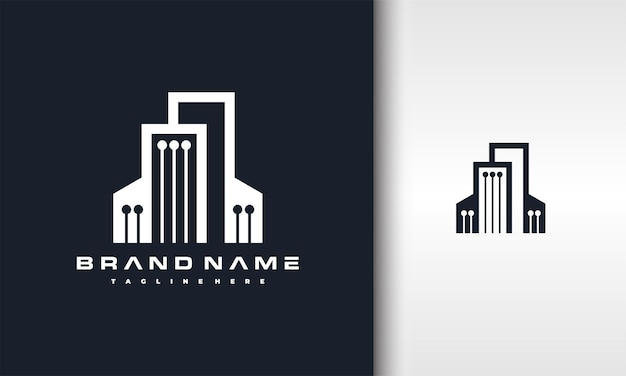 Modern Digital City Building Technology Logo Design