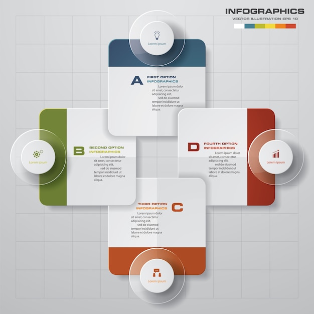 Modern modelo de infográficos de apresentação de 4 opções.