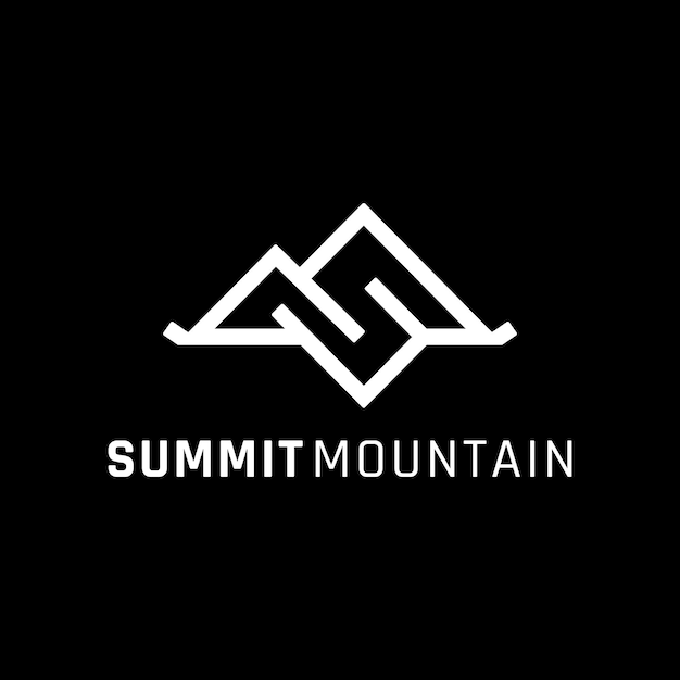 Modern Outline Mountain Logo letra S ou M