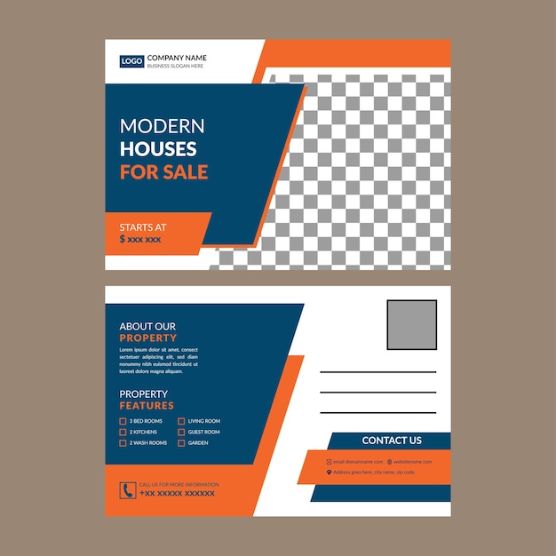 Modern Post Card Design Creative Layout Display para campanha promocional