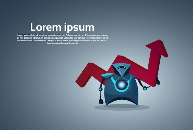 Modern Robot Holding Arrow Up