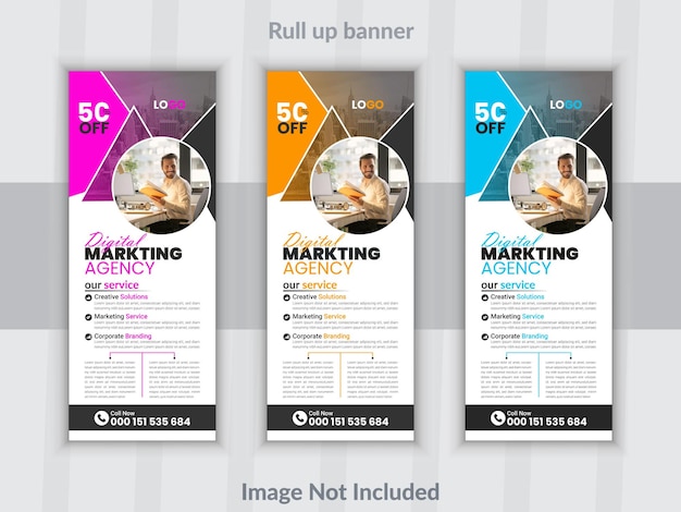 Moderno arregaçar banner design