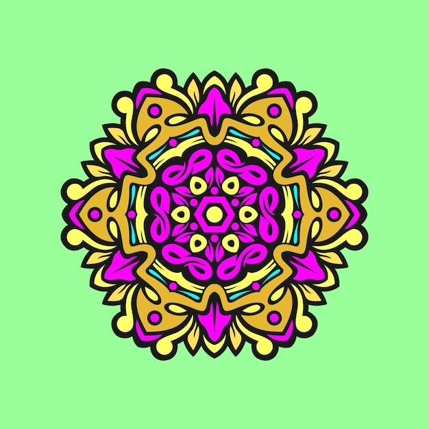 Moderno design vetorial de arte de mandala com uma bela mistura de cores adequada para todo o design publicitário