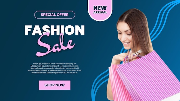 Moderno e elegante anúncio de mídia social Banner Design Vector Template Fashion Bag Shopping Banner Design