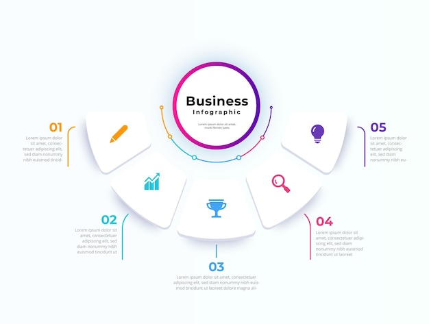 Vetor moderno e elegante modelo de design infográfico circular editável