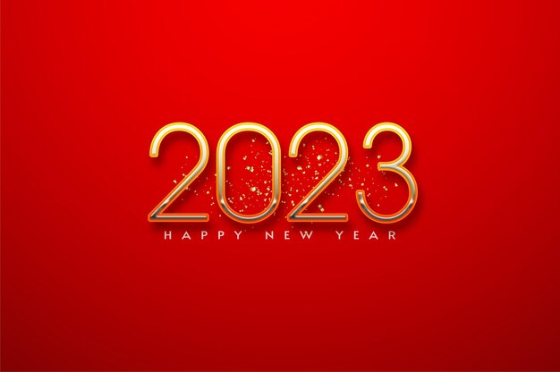 Moderno feliz ano novo 2023 com números de ouro