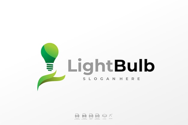 Vetor moderno gradiente colorido idéias lâmpada lâmpada logotipo modelo ilustração vetorial