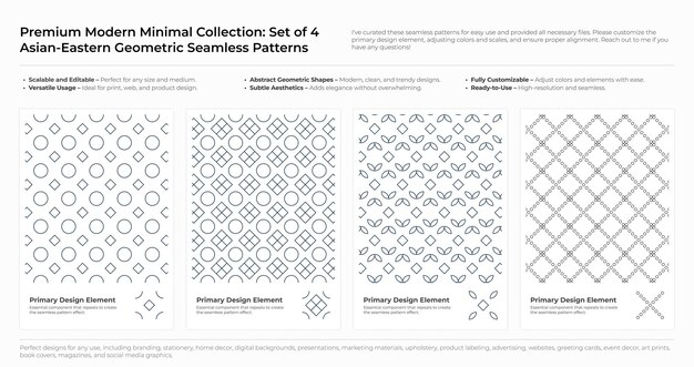 Moderno Minimal Geométrico Sem costura Padrão Set Árabe Persa e Oriental Design pacote vetor