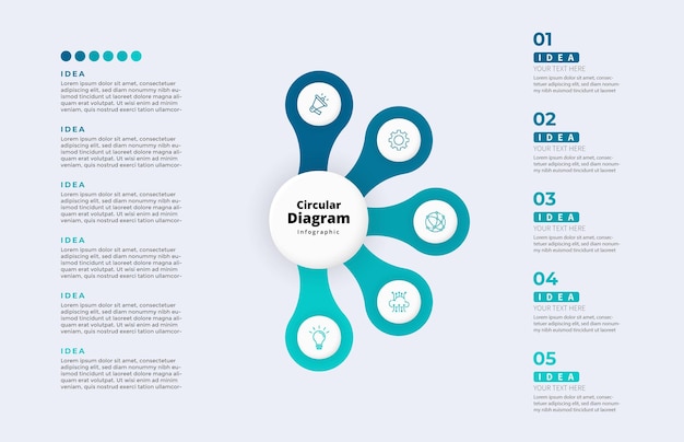 Moderno minimalista elegante limpo etapas circulares editável infográfico padrão de design vetor
