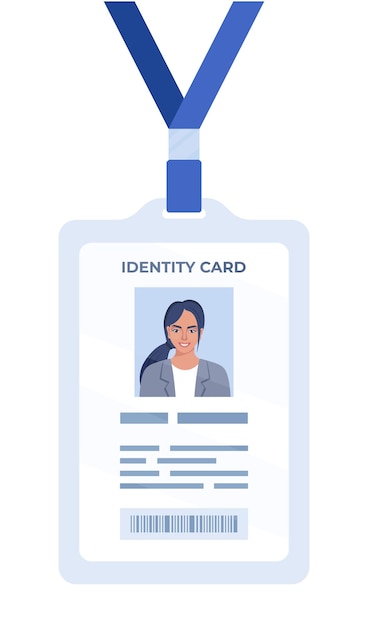 Moderno modelo de cartão de identidade de plástico com fecho e cordão Cartão de identidade corporativo Ilustração vetorial