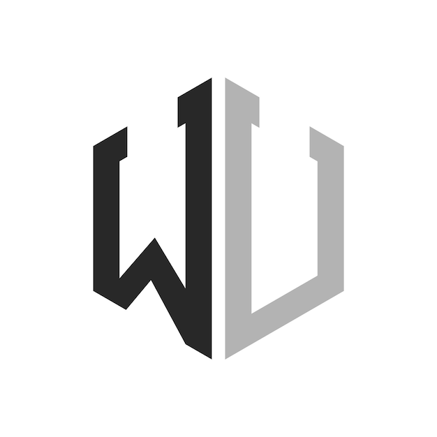 Moderno modelo de design de logotipo de letra hexagonal wu elegante conceito de logotipo inicial de letra wu