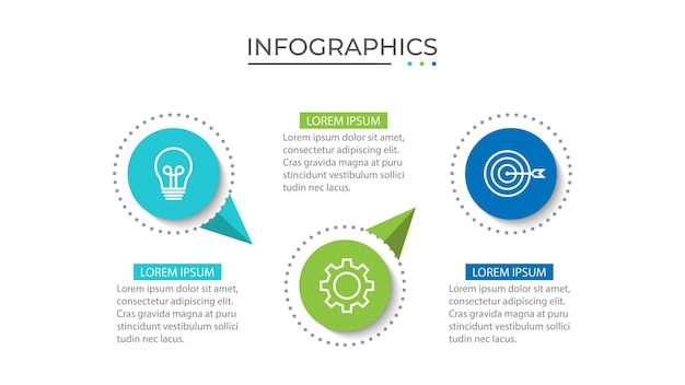Moderno modelo de infografia Design de elemento de círculo criativo com ícones de marketing Negócio 3 etapas