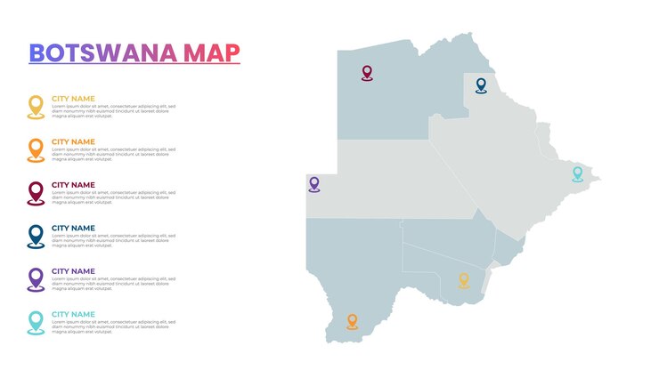Vetor moderno modelo de mapa infográfico de botswana mapa infográfico detalhado da cidade popular de botswana