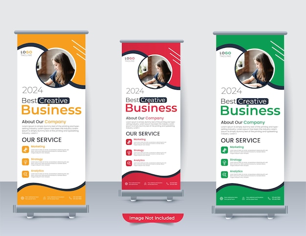 Moderno negócio profissional rolar para cima ou puxar para cima padrão de banner design para empresa