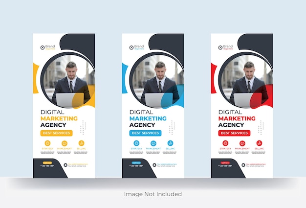 Moderno rolo corporativo de negócios e marketing puxar o modelo de design de banner