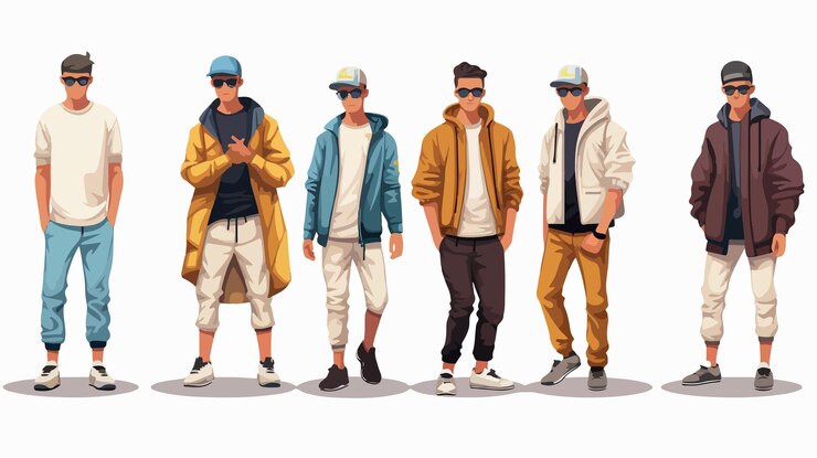 Vetor moderno street fashion homens desenho de ilustração vector