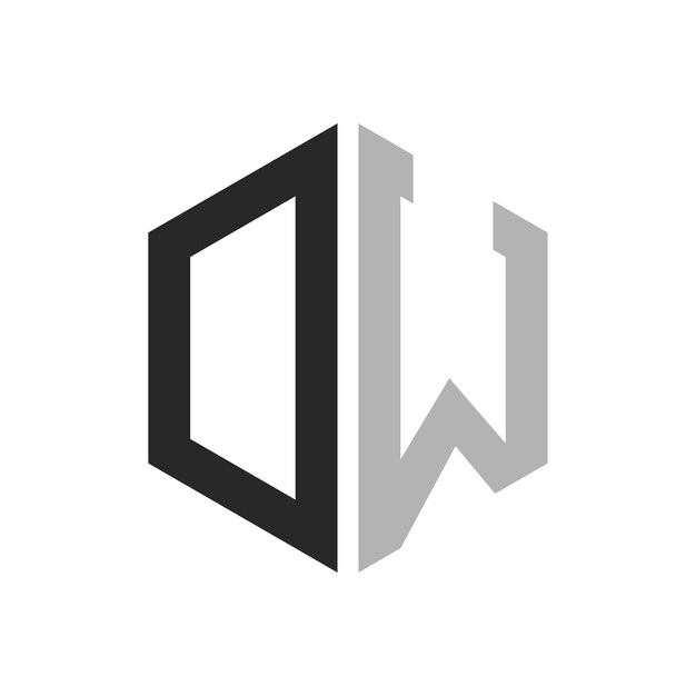 Moderno único hexágono letra dw logo design template elegante inicial dw letra logo conceito
