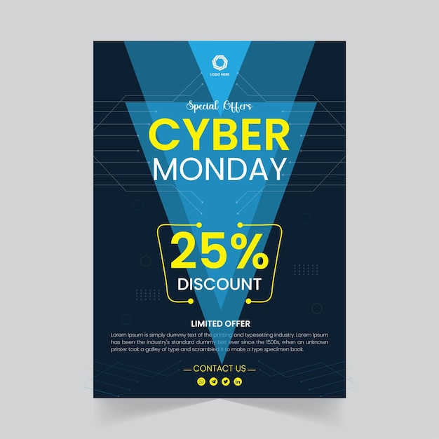 Vetor moderno vector cyber segunda-feira tech flayer template