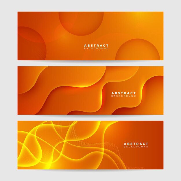 Moderno vetor abstrato amarelo laranja longo banner fundo mínimo com ondas setas formas geométricas e espaço de cópia para texto capa de mídia social e modelo de banner amplo da web