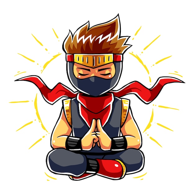 Modo de meditação do menino ninja.