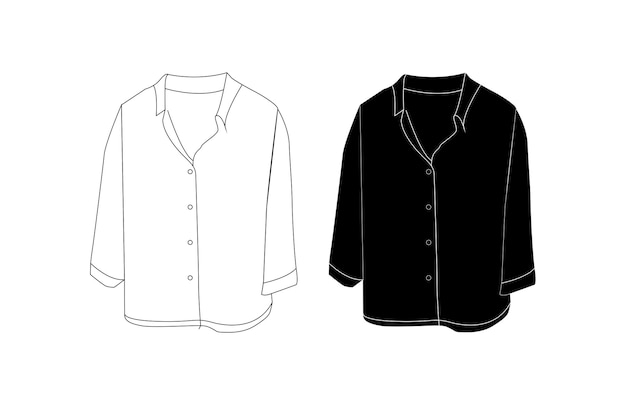 Modo Moda Mulher Conjunto de Camisetas Vector Conceito de Design de Manga Longa