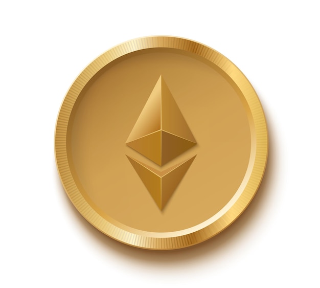 Moeda de ethereum isolada símbolo de criptografia de ouro ethereum ilustração vetorial