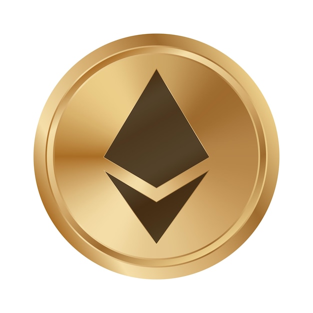 Vetor moeda de moeda digital criptográfica dourada ethereum