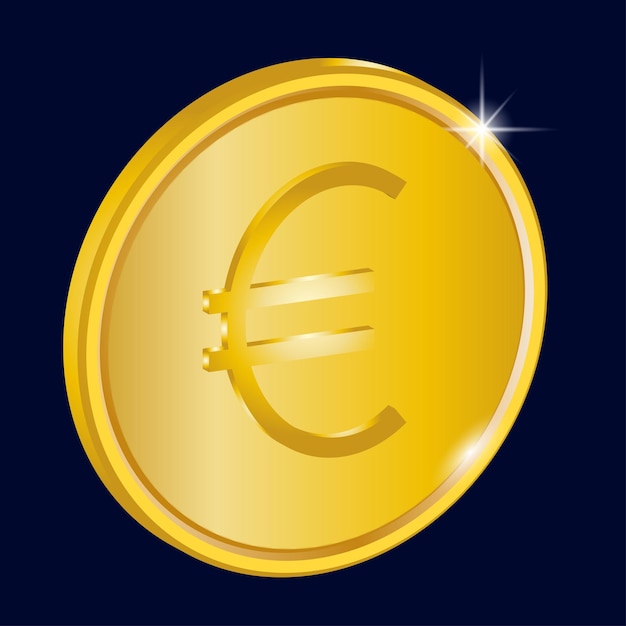 Vetor moeda de ouro do euro, conceito de criptomoeda