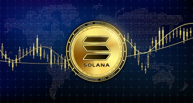 Moeda de ouro solana tecnologia moderna de criptomoeda eletrônica