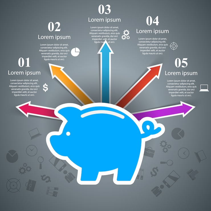 Moeda de Porco. Bussines infographic Marketing ícone