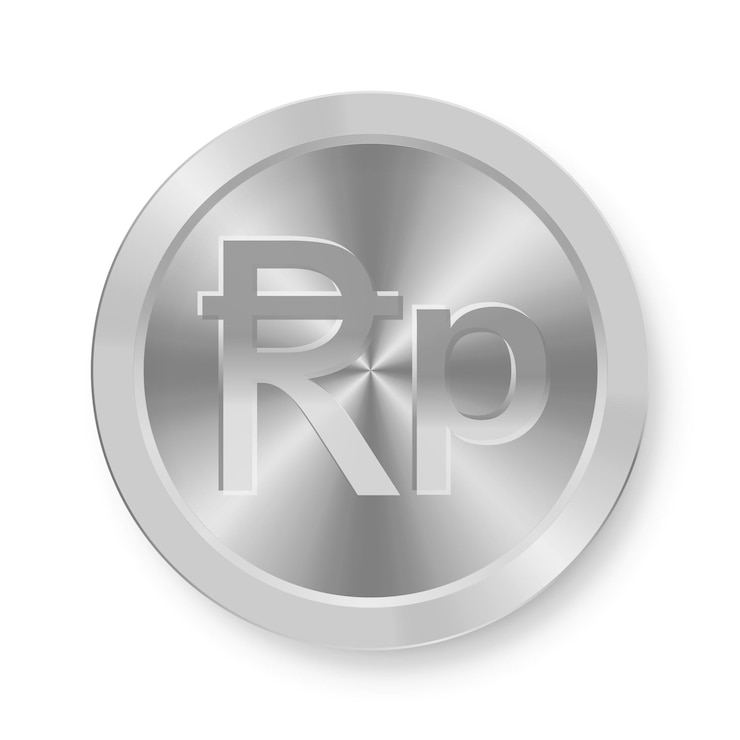 Vetor moeda de prata da rupia indonésia conceito de moeda da internet medalha de rupia