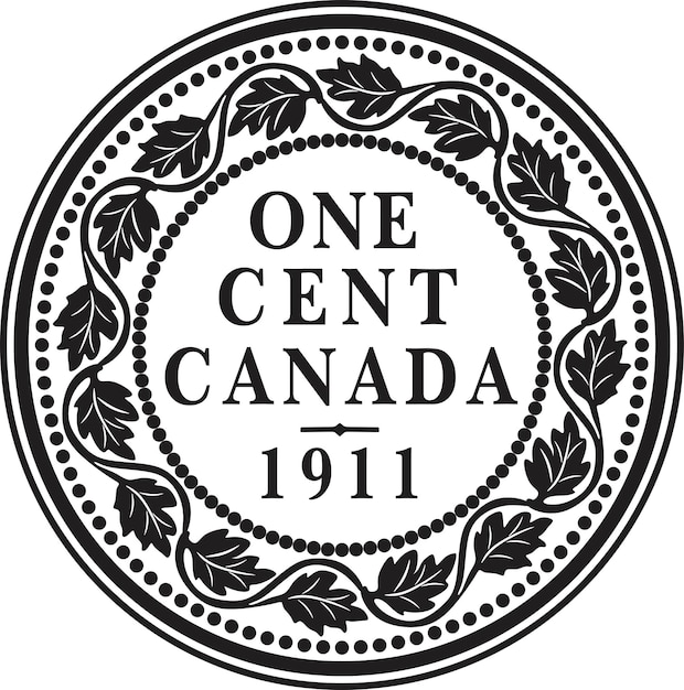 Moeda de um centavo do canadá ano 1911 silhueta de design vetorial