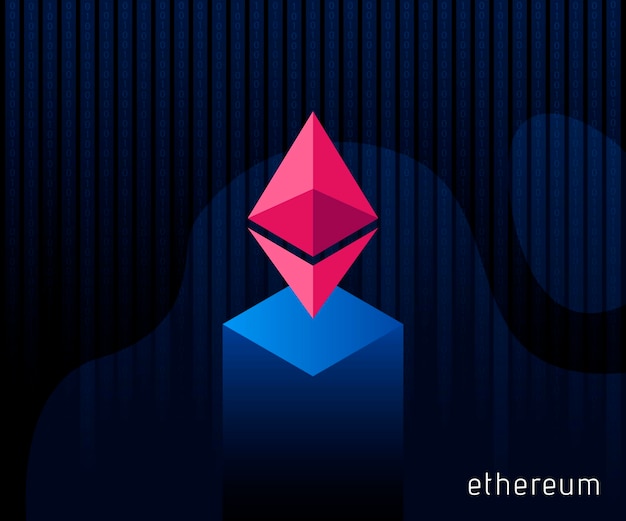 Moeda digital ethereum. ícone de criptomoeda. símbolo de tecnologias inteligentes sobre fundo azul. ilustração vetorial.