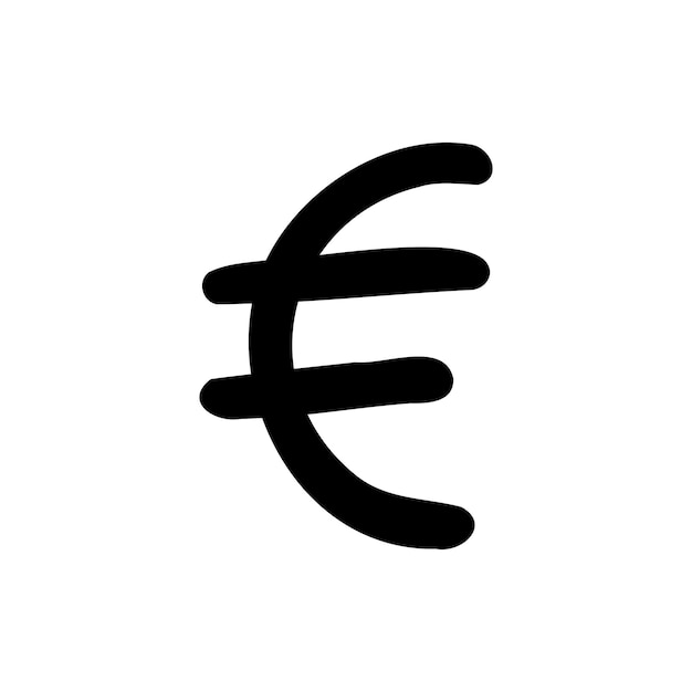 Moeda, dinheiro, finanças, ícone de sinal do euro, ilustração vetorial, doodle de desenho animado feito à mão