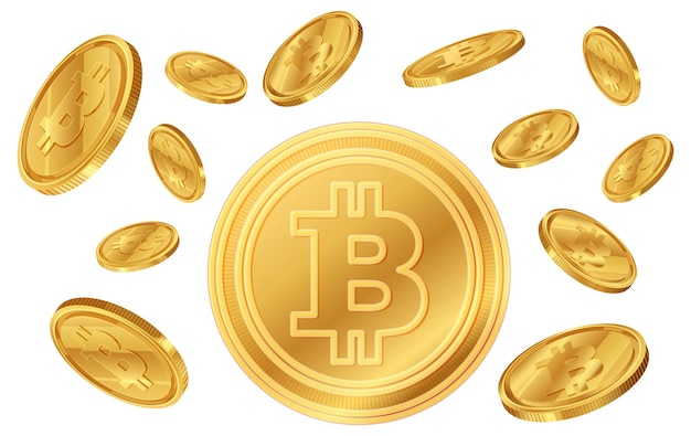 Moedas de ouro de Bitcoin em movimento