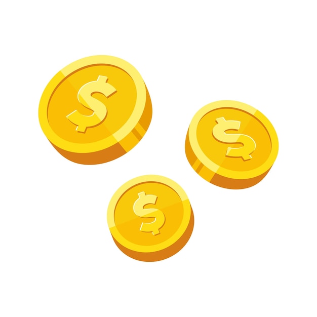 Moedas de ouro dinheiro pilha de moedas com nós dólar sinal de moeda ilustração vetorial