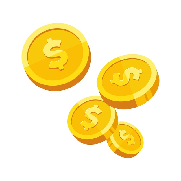 Moedas de ouro dinheiro pilha de moedas com nós dólar sinal de moeda ilustração vetorial