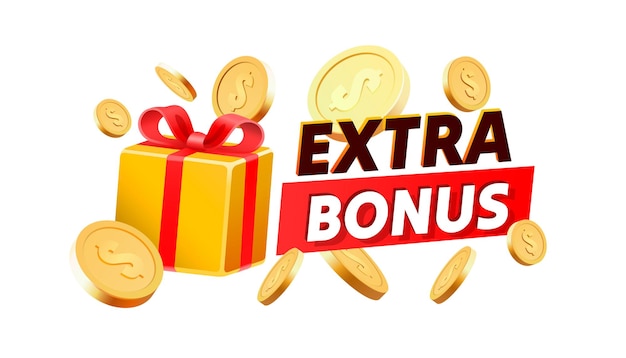 Moedas de presente extra bônus etiqueta de presente adesivo da web de produto gratuito ilustração vetorial