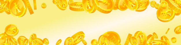 Vetor moedas de yuan chinês caindo ouro disperso cny