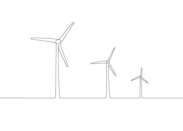 Moinho de vento gerador de vento energia única linha contínua arte Torre do moinho de vento economizar ecologia energia verde