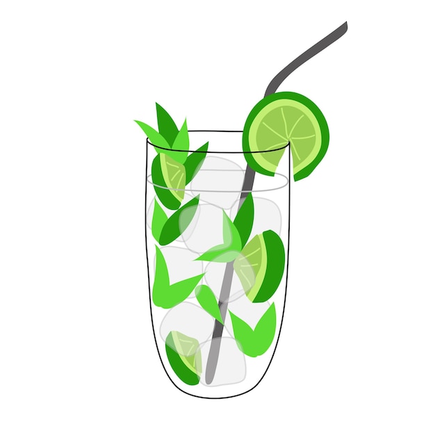 Vetor mojito cocktail. o estilo desenhado à mão.