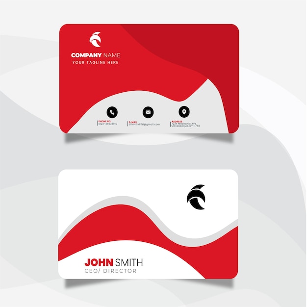 Molde branco e vermelho do cartão de visita