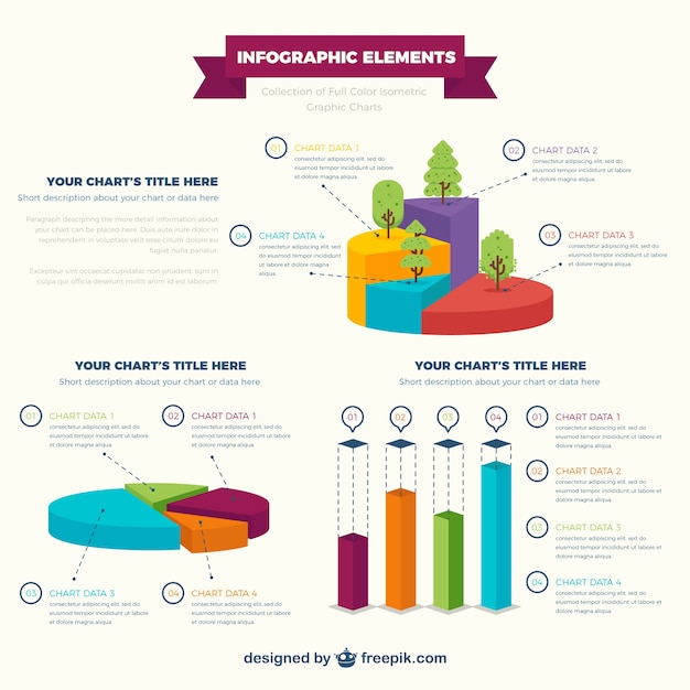 Molde colorido elementos infográfico