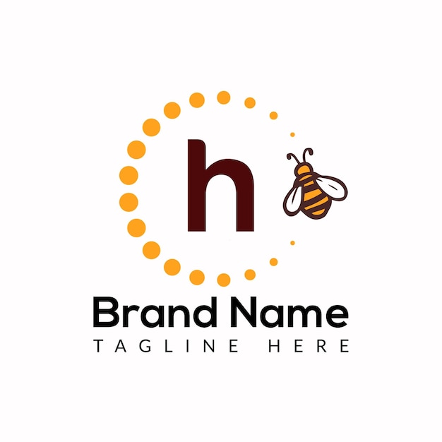 Molde da abelha na letra h. conceito de design de logotipo de abelha e mel