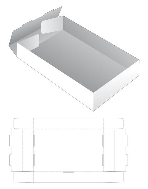 Vetor molde da bandeja dobrável corrugada recortada