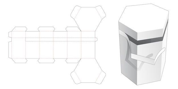 Molde de corte e vinco para caixa de embalagem hexagonal