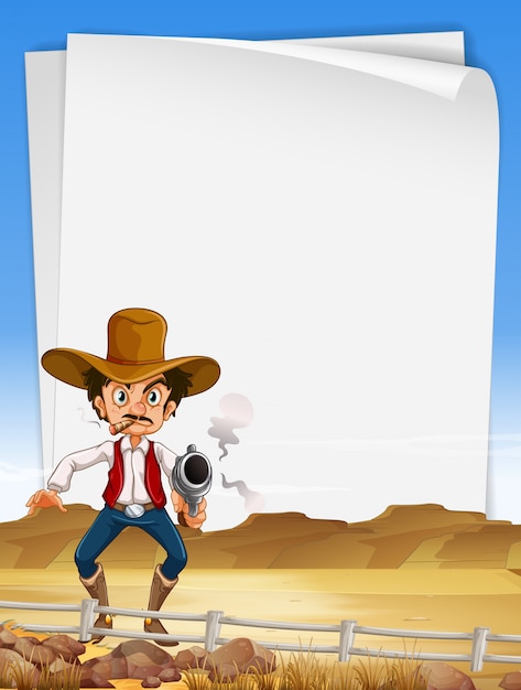 Molde de papel com arma de tiro de cowboy